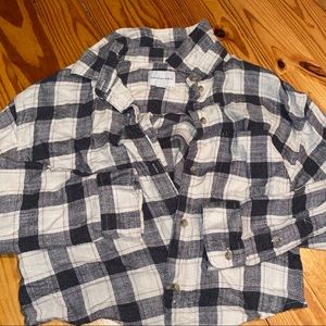 american eagle cropped button up flannel